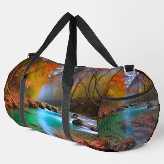 Die ruhige Landschaft der Herbstflüsse Duffle Bag (Rechte Ecke)