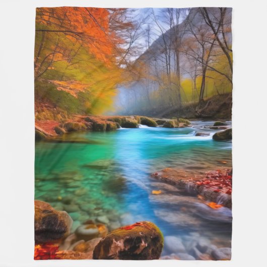 Die ruhige Landschaft der Herbstflüsse Fleecedecke (Vorderseite)