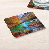 Die ruhige Landschaft der Herbstflüsse Rechteckiger Pappuntersetzer (angewinkelt)