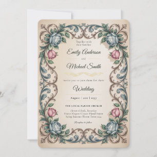 Die ruhige Romanze Anne Elliot Florale Hochzeit Einladung