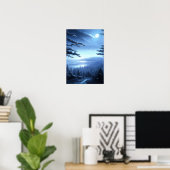 Die ruhige Winternacht im Wald Poster (Heimbüro)