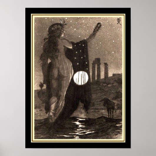 "Die ruhigen Schritte des Dreamlands" Jugendstil-P Poster (Vorne)