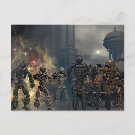 die ruhmreichen sieben Roboter b Postkarte (Vorderseite)