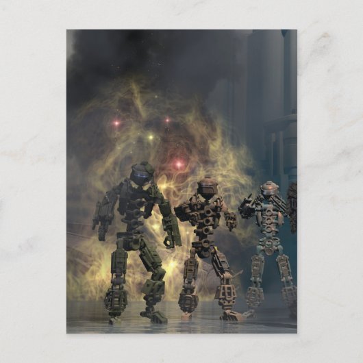 die ruhmreichen sieben Roboter Postkarte (Vorderseite)