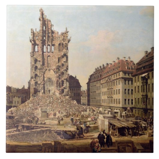Die Ruinen des alten Kreuzkirche, Dresden Fliese (Vorderseite)
