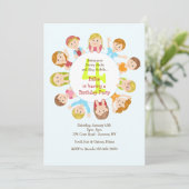 Die runde Tabellen-Einladung des Kindes Einladung (Stehend Vorderseite)