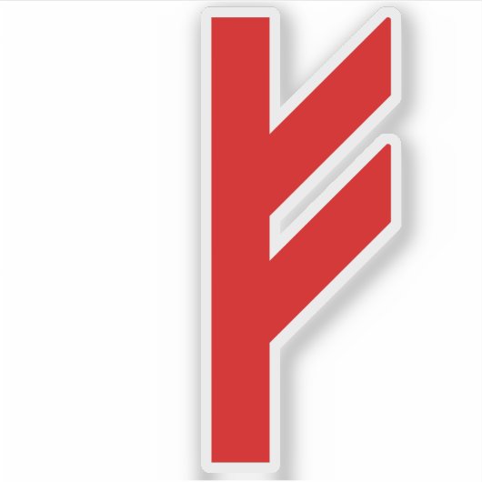 Die Rune Fehu (rot) Aufkleber (Vorderseite)