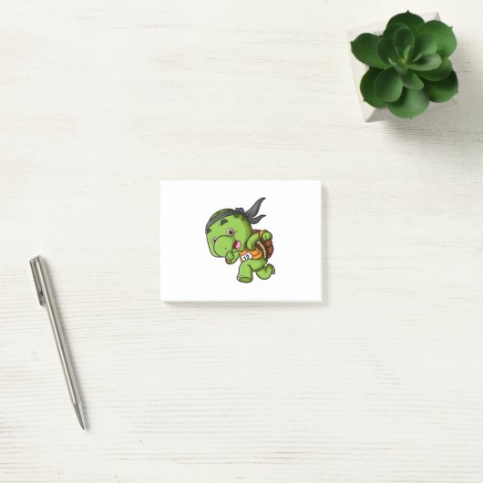 die Runner-Schildkröte läuft in einem Wettbewerb m Post-it Klebezettel (Büro)