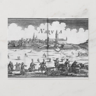 Die russische Armee belagerte Narva 1700 Postkarte