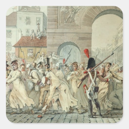 Die russischen Gefangenen paraded auf dem Boulevar Quadratischer Aufkleber (Vorderseite)