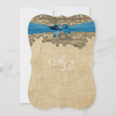 Die Rustic Country Lace Blue Wedding Einladung (Rückseite)