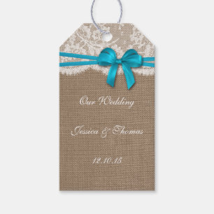 Die Rustikal Blue Bow Collection Tags Geschenkanhänger