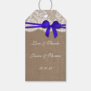 Die Rustikal Blue Bow Collection Tags Geschenkanhänger