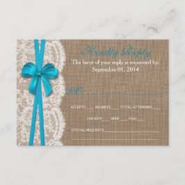 Die Rustikal Blue Bow Wedding Collection RSVP Card
