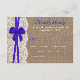Die Rustikal Blue Bow Wedding Collection RSVP Card