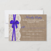 Die Rustikal Blue Bow Wedding Collection RSVP Card Karte (Vorderseite)