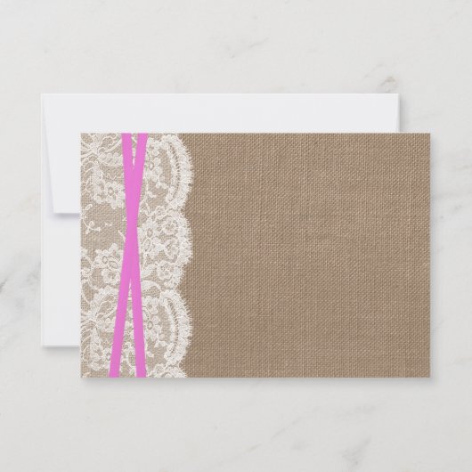 Die Rustikal Pink Bow Wedding Collection RSVP Card (Rückseite)