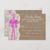 Die Rustikal Pink Bow Wedding Collection RSVP Card (Vorne/Hinten)