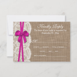 Die Rustikal Pink Bow Wedding Collection RSVP Card Karte