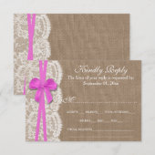 Die Rustikal Pink Bow Wedding Collection RSVP Card Karte (Vorne/Hinten)