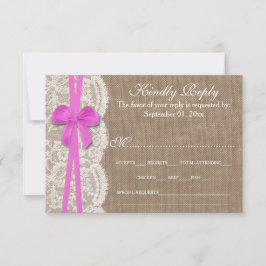 Die Rustikal Pink Bow Wedding Collection RSVP Card Karte