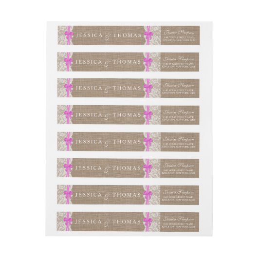 Die rustikal rosa Bow Wedding Collection Labels (Bogen)