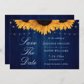 Die rustikale blaue Sonnenblume speichert die Datu Save The Date (Vorne/Hinten)