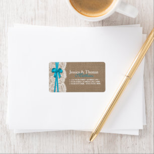 Die rustikale Blue Bow Wedding Collection Adressaufkleber