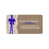 Die rustikale Blue Bow Wedding Collection Adressaufkleber (Vorne)