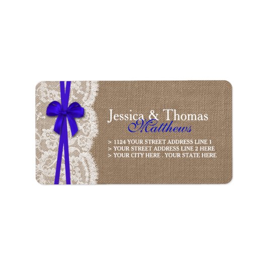Die rustikale Blue Bow Wedding Collection Adressaufkleber (Vorne)