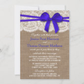 Die rustikale Blue Bow Wedding Collection Einladung (Vorderseite)