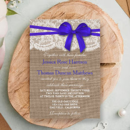 Die rustikale Blue Bow Wedding Collection Einladung