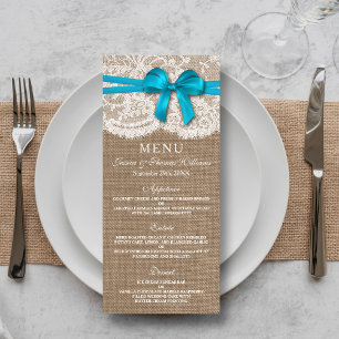 Die rustikale Blue Bow Wedding Collection Karte