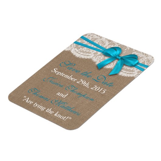 Die rustikale Blue Bow Wedding Collection Magnet (Linke Seite)