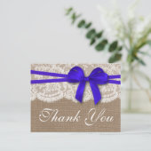Die rustikale Blue Bow Wedding Collection Postkarte (Stehend Vorderseite)
