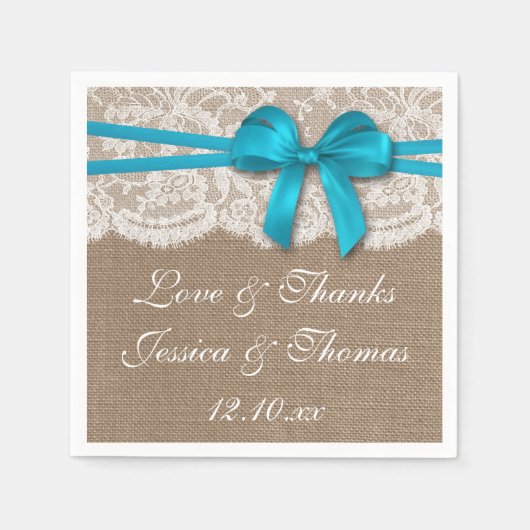 Die rustikale Blue Bow Wedding Collection Serviette (Vorderseite)
