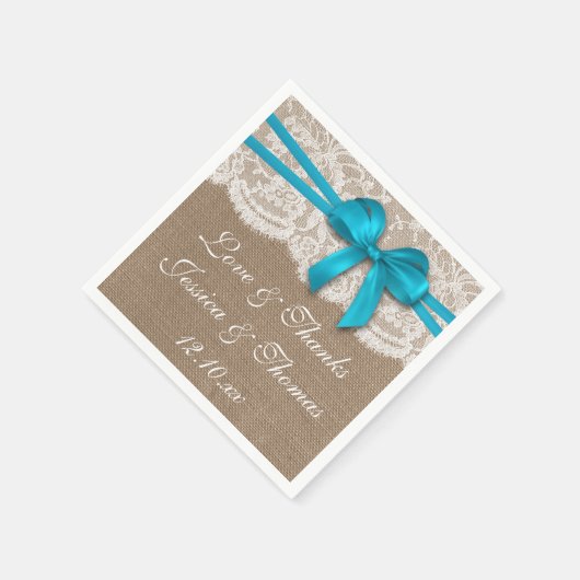 Die rustikale Blue Bow Wedding Collection Serviette (Ecke)