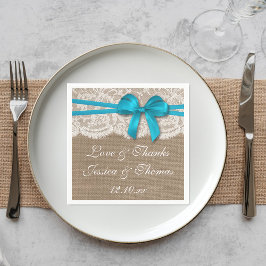Die rustikale Blue Bow Wedding Collection Serviette