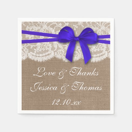 Die rustikale Blue Bow Wedding Collection Serviette (Vorderseite)