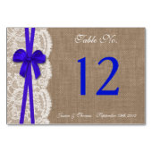Die rustikale Blue Bow Wedding Collection Tischnummer (Rückseite)