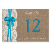 Die rustikale Blue Bow Wedding Collection Tischnummer (Rückseite)