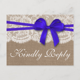 Die rustikale Blue Bow Wedding Collection UAWG Einladungspostkarte