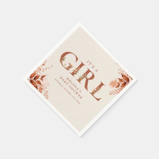 Die rustikale Blumengeschirrdusche des Mädchens Serviette (Ecke)