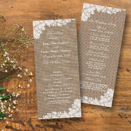 Die rustikale Burlap- und Vintage White Lace-Kolle Programm