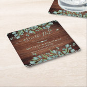 Die rustikale Eukalyptus-Hochzeit rettet das Datum Rechteckiger Pappuntersetzer (angewinkelt)