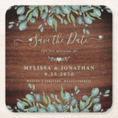 Die rustikale Eukalyptus-Hochzeit rettet das Datum Rechteckiger Pappuntersetzer (Vorderseite)