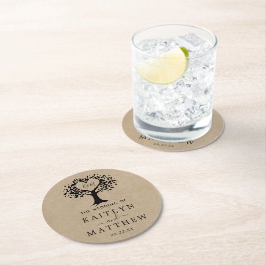 Die rustikale Herzenssammlung Runder Pappuntersetzer (Vor Ort)