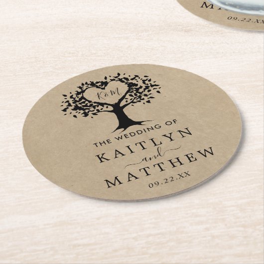 Die rustikale Herzenssammlung Runder Pappuntersetzer (Angewinkelt)