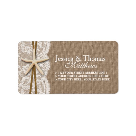 Die rustikale Hochzeitskollektion am Strand von St Adressaufkleber (Vorne)