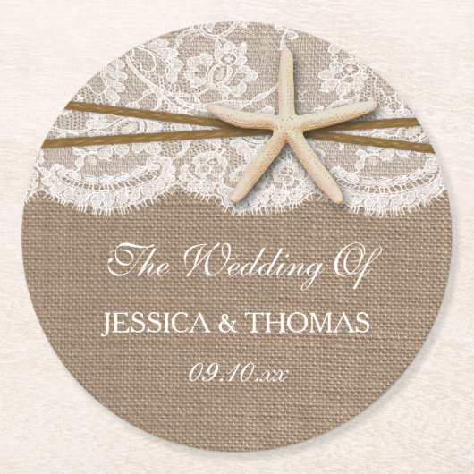 Die rustikale Hochzeitskollektion am Strand von St Runder Pappuntersetzer (Vorderseite)